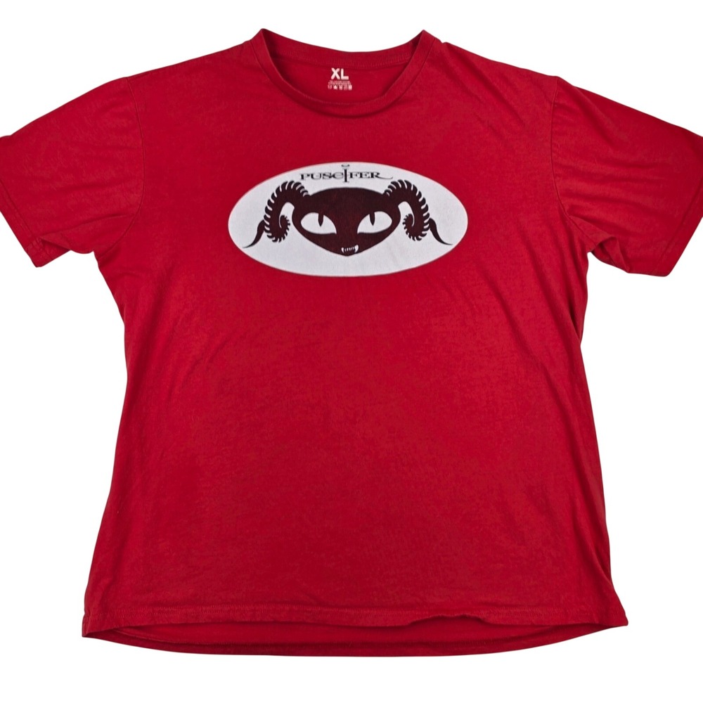 Puscifer Band T-Shirt Mens XL Red Organic Cotton Horned Logo Graphic Tee